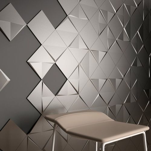 Плитка из керамики - ANGLES 1-2-3 SILVER - INTHETILE - металлизированная / для интерьера / настенная