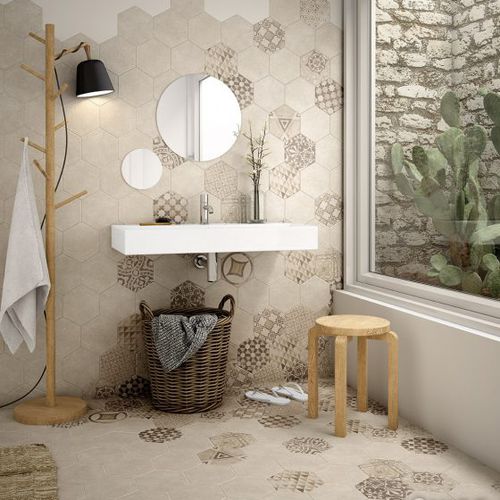 Каменная напольная плитка из керамогранита - HEXATILE CEMENT - Equipe Cerámicas - матовая / для интерьера / настенная