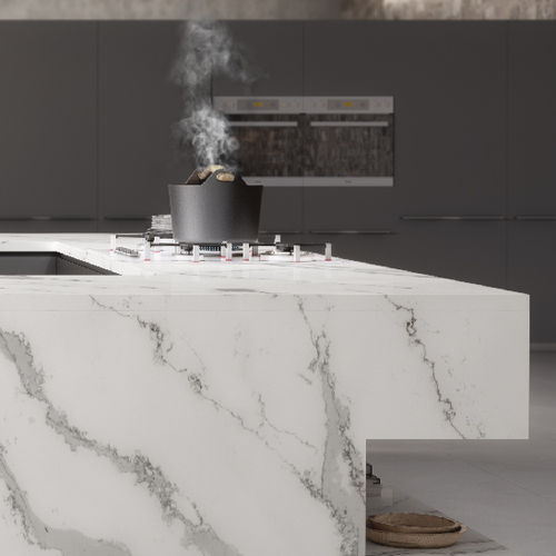 Рабочая поверхность из кварца - UNIQUE CALACATTATM - COMPAC The Surfaces Company - для кухни