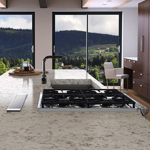 Квариловая рабочая поверхность - BROWN AMA - COMPAC The Surfaces Company - для кухни / с квадратным краем
