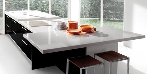 Квариловая рабочая поверхность - ABSOLUTE BLANC - COMPAC The Surfaces Company - для кухни / с квадратным краем