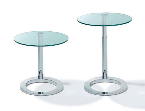 Современный вспомогательный столик - K 442 RINGO - Ronald Schmitt Design - из стекла / из хромированного металла / круглый