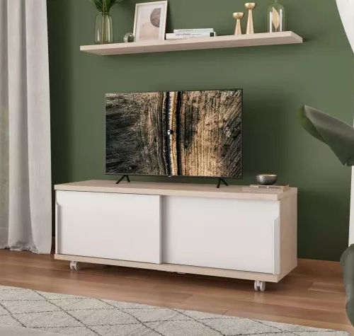 Современная тумба под телевизор - SMART - Meubles Célio - 2 дверцы / на роликах / из меламина