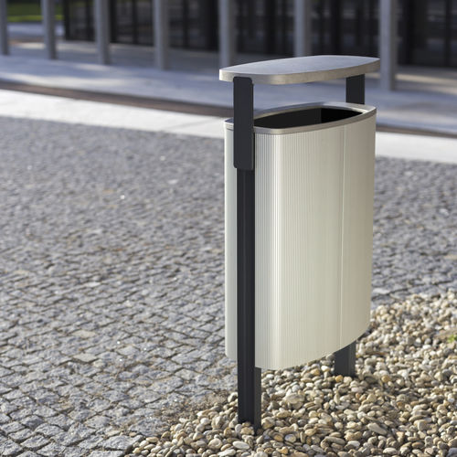 Общественный мусорный контейнер - MINIUM - mmcité street furniture - на основании / настенный / из гальванизированной стали