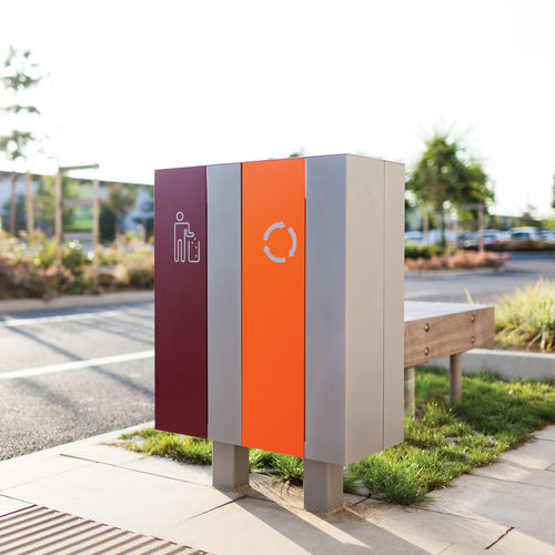 Общественный мусорный контейнер - NANUK - mmcité street furniture - с сортировкой / на основании / из гальванизированной стали