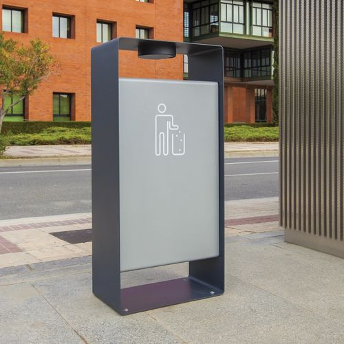 Общественный мусорный контейнер - RADIUM - mmcité street furniture - из гальванизированной стали / из нержавеющей стали / со встроенной пепельницей