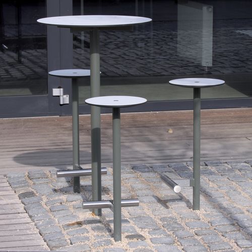 Современный высокий стол для еды стоя - BISTROT - mmcité street furniture - из ламината высокого давления / с основанием из оцинкованной стали / круглый