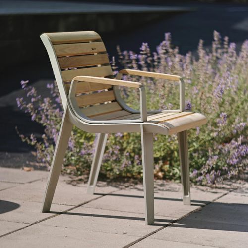 Современное городское кресло - EMAU - mmcité street furniture - из экзотических пород дерева / из стали / из литого алюминия