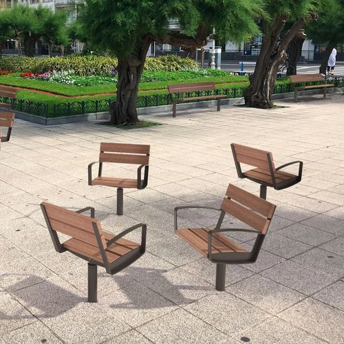 Современное городское кресло - INTERVERA - mmcité street furniture - из дерева / из гальванизированной стали / для общественных мест