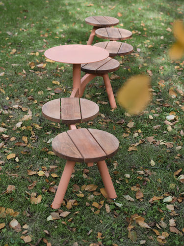 Современная общественная скамейка - MORSE - mmcité street furniture - из дерева / из гальванизированной стали / из ламината высокого давления
