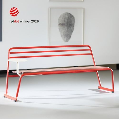 Современная общественная скамейка - LINFA - mmcité street furniture - из гальванизированной стали / из стали, покрытой порошком / из дерева