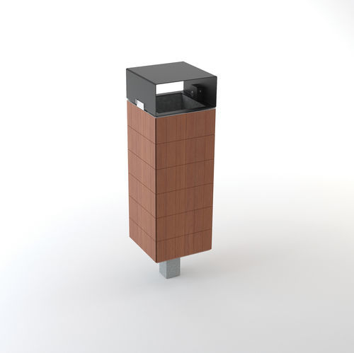 Мусорный контейнер из гальванизированной стали - NANUK - mmcité street furniture - из нержавеющей стали / из лиственных пород дерева / из акации