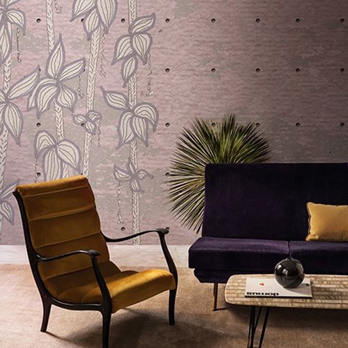 Современный обои - GROOMING - Wall&Deco - виниловый / в цветочек / имитация ткани