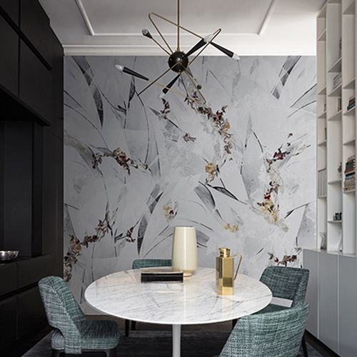 Современный обои - MONT BLANC - Wall&Deco - виниловый / с цветочным мотивом / серый