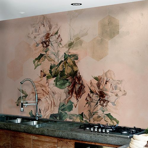Современный обои - LE BON JARDINIER - Wall&Deco - из стекловолокна / в цветочек / многоцветный