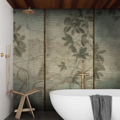 Современный обои - Allure - Wall&Deco - из стекловолокна / в цветочек / имитация ткани