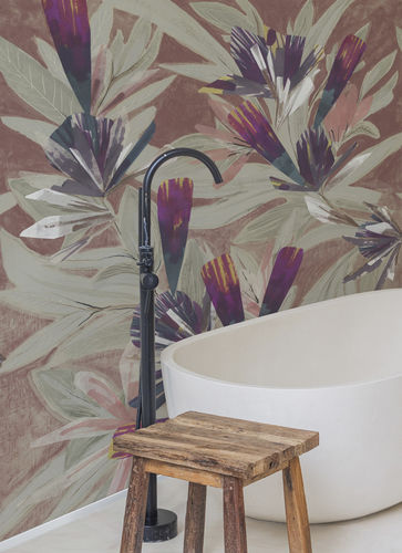 Современный обои - Che Fai Laggiù Bambina - Wall&Deco - из стекловолокна / в цветочек / имитация ткани