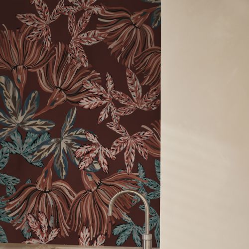 Современный обои - Se Son Fiori - Wall&Deco - из стекловолокна / в цветочек / имитация ткани