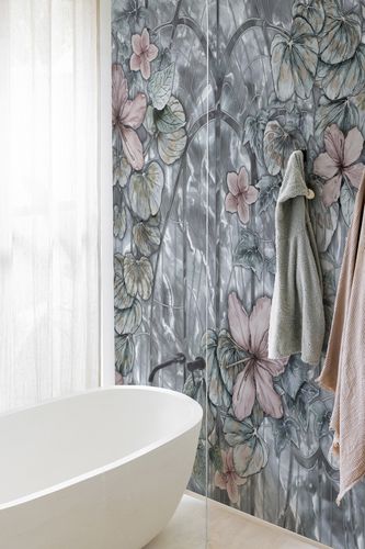 Современный обои - Solera - Wall&Deco - из стекловолокна / в цветочек / имитация ткани
