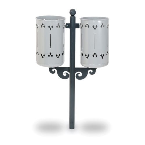 Общественный мусорный контейнер - OLD STYLE DOUBLE RAL 7011-9006  - Dimo Group Srl - напольный / из гальванизированной стали / из чугуна