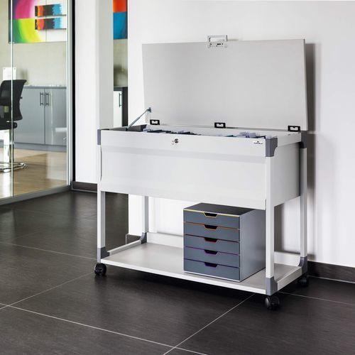 Низкий шкаф для папок - 3787 - DURABLE - из стали / с роликами / современный