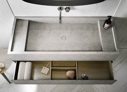 Подвесная тумба под умывальник - PB 120 - COCOON - дерево / из Solid Surface / современная