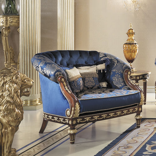 Стилизованное кресло - 14438 - Modenese Luxury Interiors - из бархата / из цельной древесины / со съемной подушкой