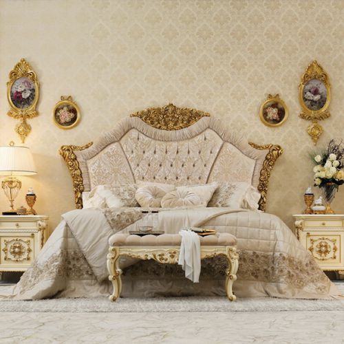 Двуспальная кровать - 14218 - Modenese Luxury Interiors - стилизованная / с обитым изголовьем / из ткани