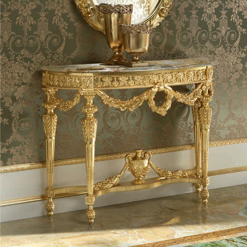 Стилизованный стол-консоль - 14605 - Modenese Luxury Interiors - из цельной древесины / полумесяц / ручной работы