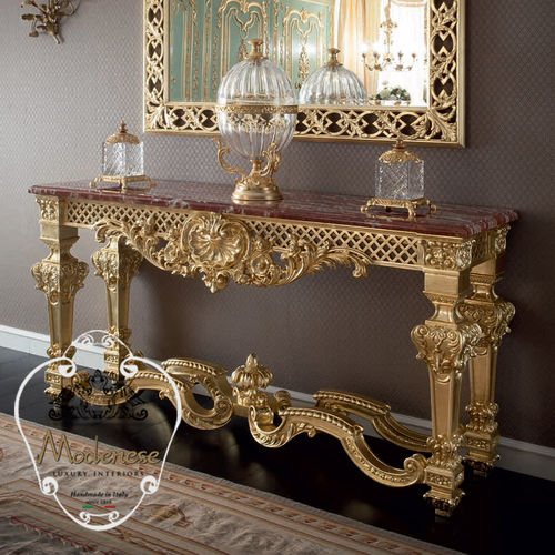 Стилизованный стол-консоль - 15621 - Modenese Luxury Interiors - из цельной древесины / прямоугольный / ручной работы