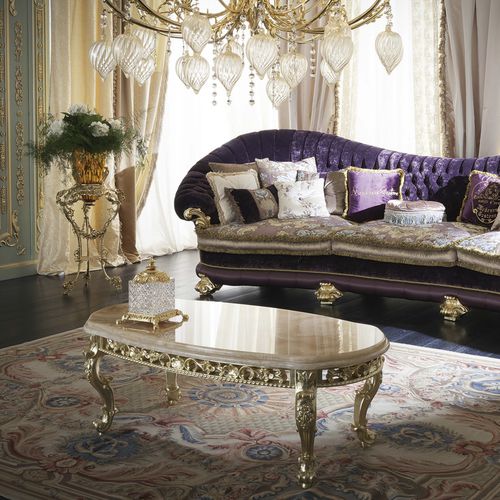Стилизованный журнальный столик - 15623 - Modenese Luxury Interiors - из цельной древесины / с основанием из цельной древесины / овальный