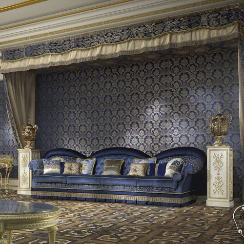 Стилизованный диван - 14416 - Modenese Luxury Interiors - из ткани / ручной работы / синий