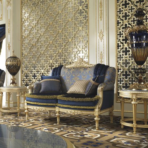 Стилизованный диван - 14418 - Modenese Luxury Interiors - из ткани / ручной работы / синий