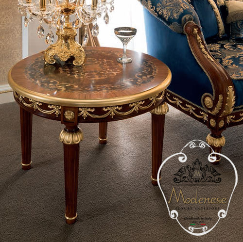 Стилизованный журнальный столик - 14668 - Modenese Luxury Interiors - из цельной древесины / с основанием из цельной древесины / круглый