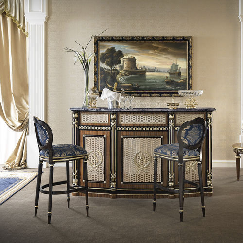 Стилизованный барный стул - 14523 - Modenese Luxury Interiors - для интерьера / из цельной древесины / ручной работы