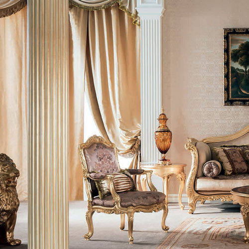 Стилизованное кресло - 15524 - Modenese Luxury Interiors - из ткани / из цельной древесины / цвет по индивидуальному заказу