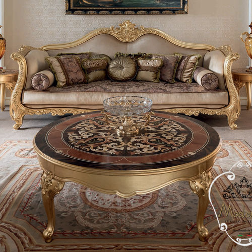 Стилизованный журнальный столик - 15673 - Modenese Luxury Interiors - из цельной древесины / с основанием из цельной древесины / круглый