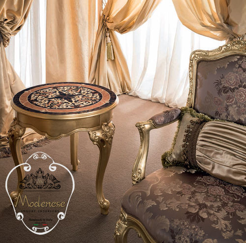 Стилизованный вспомогательный столик - 15674 - Modenese Luxury Interiors - из цельной древесины / с основанием из цельной древесины / круглый