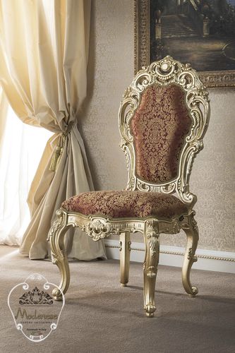 Стилизованный cтул для столовых - 15525 - Modenese Luxury Interiors - для интерьера / из ткани / с основанием из цельной древесины