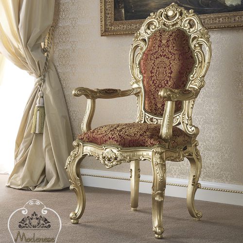 Стилизованный cтул для столовых - 15526 - Modenese Luxury Interiors - для интерьера / из ткани / с основанием из цельной древесины