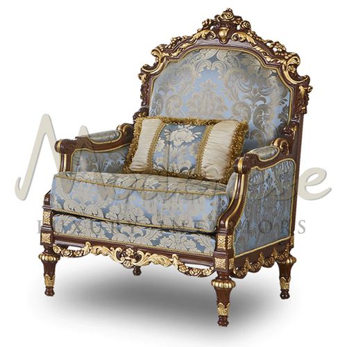 Стилизованное кресло - 14466 - Modenese Luxury Interiors - из ткани / из дерева / синее
