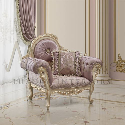 Кресло в викторианском стиле - 15424 - Modenese Luxury Interiors - из ткани / из дерева / розовое