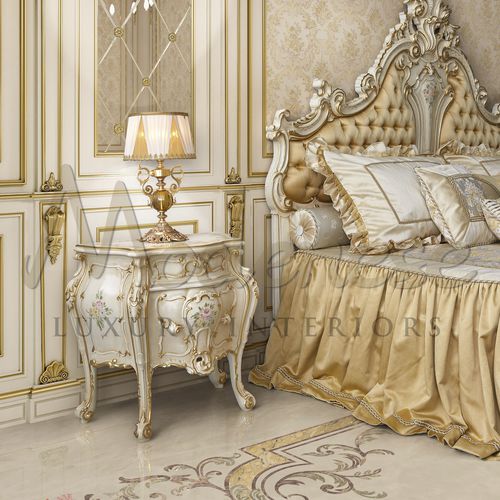 Классический ночной столик - 15221 - Modenese Luxury Interiors - из дерева / прямоугольный / с выдвижным ящиком