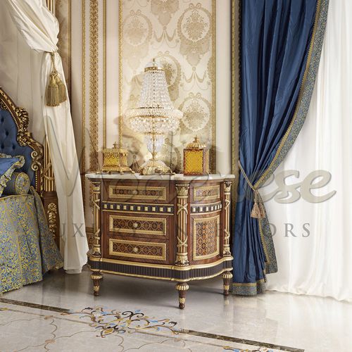 Классический ночной столик - 14235 - Modenese Luxury Interiors - из дерева / прямоугольный / с выдвижным ящиком