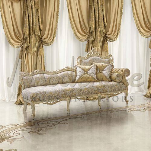 Классический полудиван - 15522 - Modenese Luxury Interiors - из ткани / из дерева / с основанием из лакированной древесины