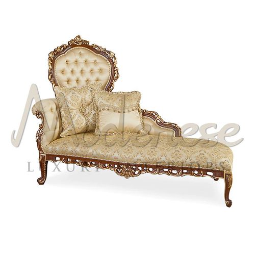 Стилизованный полудиван - 15520 - Modenese Luxury Interiors - из ткани / из дерева / с основанием из древесины