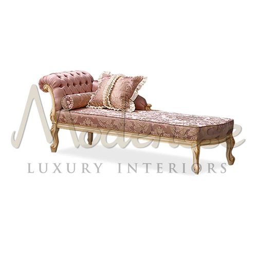 Стилизованный полудиван - 15534 - Modenese Luxury Interiors - из ткани / из дерева / с основанием из лакированной древесины