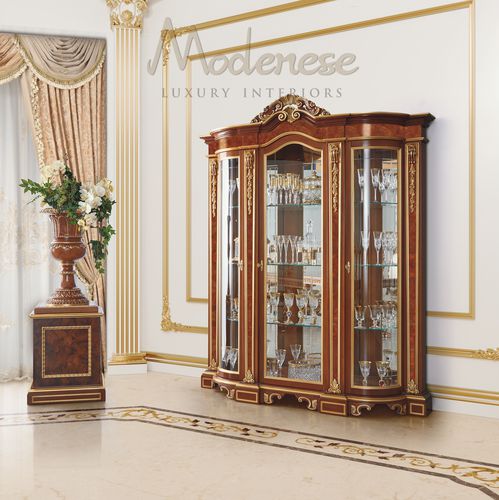 Классический стеклянный шкаф - 16137 - Modenese Luxury Interiors - из дерева / видимый / с распашными дверьми