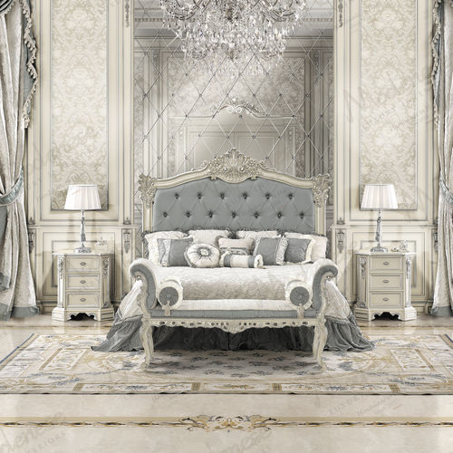 Двуспальная кровать - 16231 - Modenese Luxury Interiors - классическая / с обитым изголовьем / из ткани