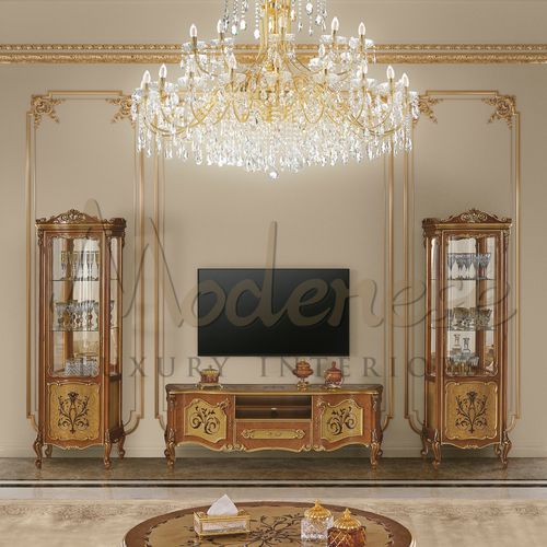 Стилизованный стеклянный шкаф - 151 SERIES - Modenese Luxury Interiors - на основании / из дерева / из стекла